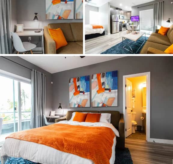Spacious Studio – Balcony, Desk, A/C & Kitchen